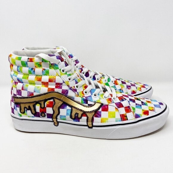 VANS | Customized Unique Tie Dye Checkerboard SK8-HI High Tops 12 Mens - Picture 7 of 15